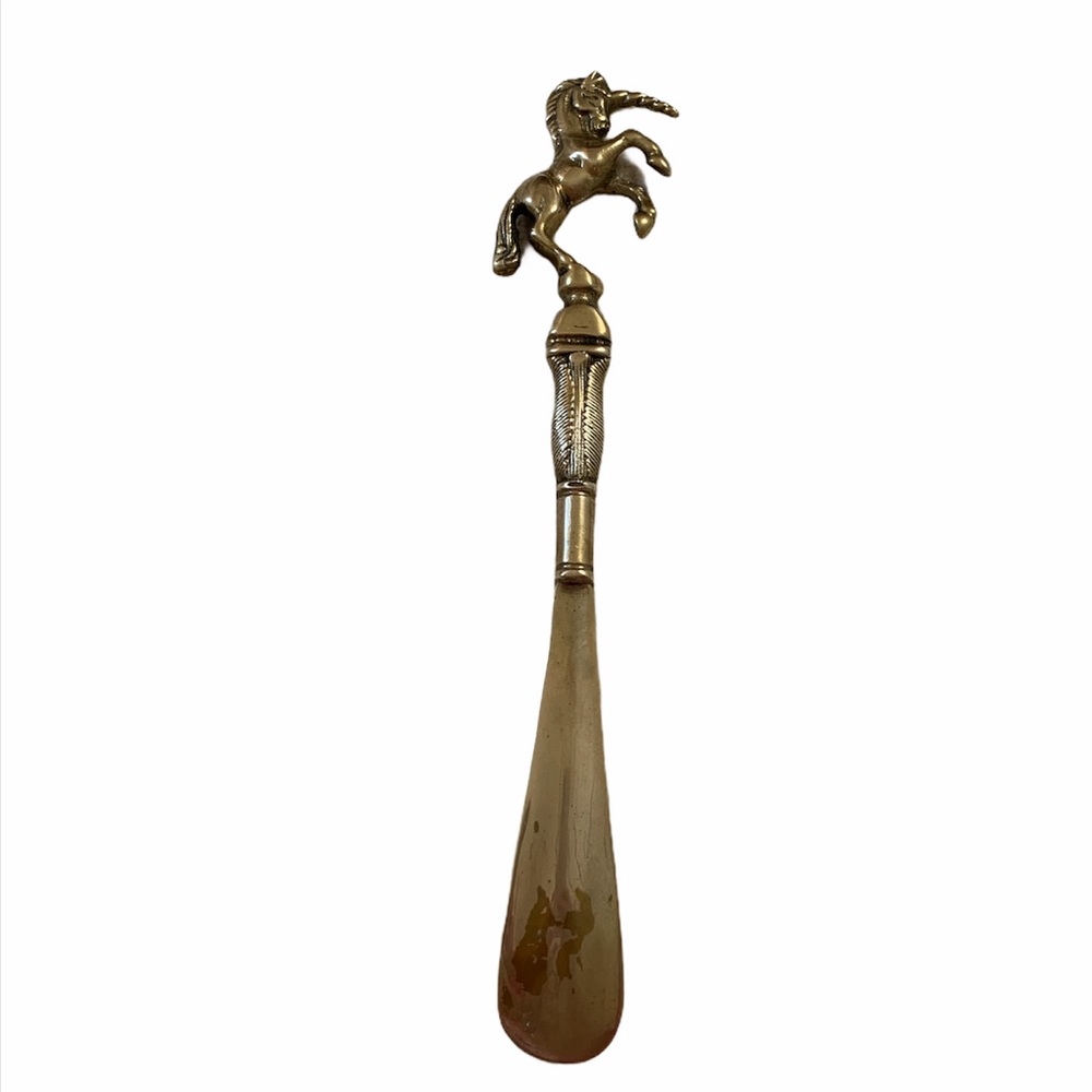 Vintage Unicorn brass shoe horn